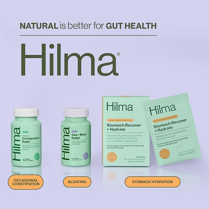 Hilma Gentle Bowel, Occasional Constipation Relief with Magnesium Citrate, Natural and Gentle Laxatives for Constipation w/Magnesium Citrate, Ginger, Anise and Bitter Orange, 46 Vegan Capsules