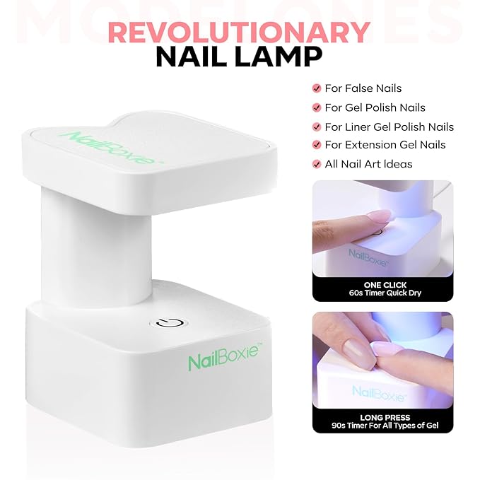 Modelones Press On Nails Kit with Top Coat Nail Glue for Nail Tips Builder Nail Gel 160 PCS Short Brown Square French Tip Press on Nails with LED Light for Easy DIY Nail Art Kit