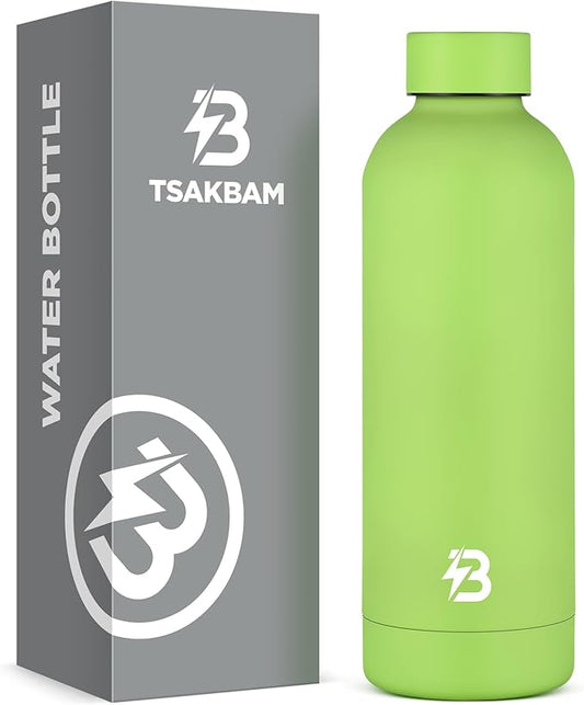 Insulated Water Bottle with Lid, 17 oz Reusable Leak-Proof Metal Stainless Steel Water Bottles for Travel, Sports, Gym, Outdoor (Green)