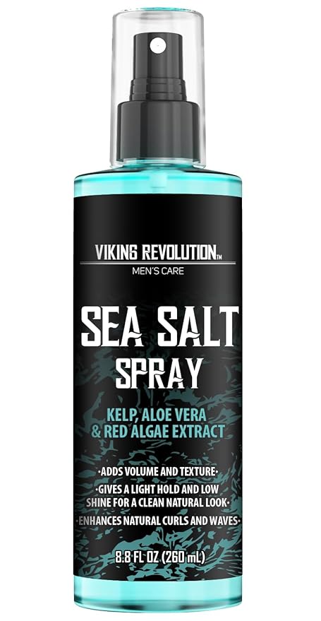 Viking Revolution Sea Salt Spray for Hair Men - Hair Texturizing Spray with Kelp, Aloe Vera and Red Algae Extract - Surf Sprays to Add Volume and Texture for Men Beach Hair - 8.8oz