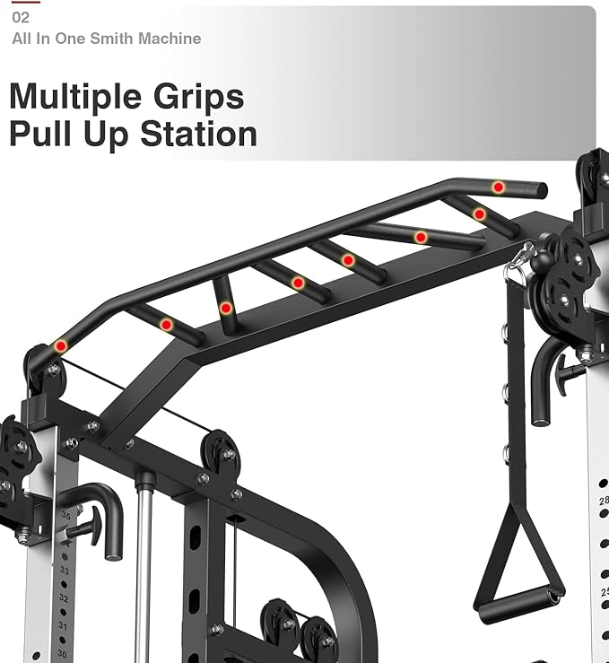 DONOW Smith Machine with Weight Stacks Home Gym Sytem Power Cage Squat Rack Dual Cable Crossover Machine All in One