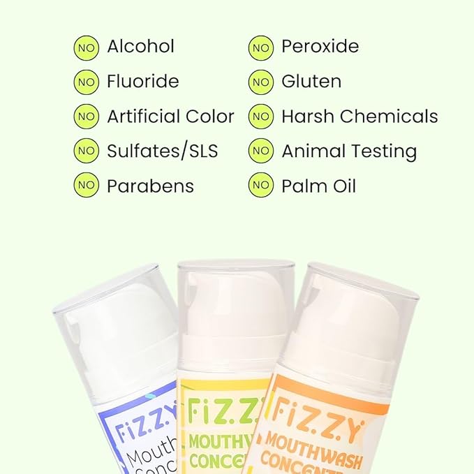 Fizzy Mouthwash Concentrate | Remineralizing Enamel Repair, Nano Hydroxyapatite | 20X Concentrated Travel Size | No Fluoride, Alcohol, Dye | Xylitol, Dry Mouth | Kids & Adults | Mint