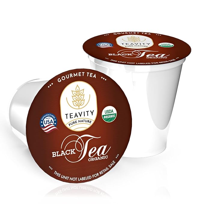 Teavity Organic Black Tea Pods for Keurig - Premium Unsweetened, Naturally Caffeinated Tea for KCup - Hot or Iced (36 Pods)