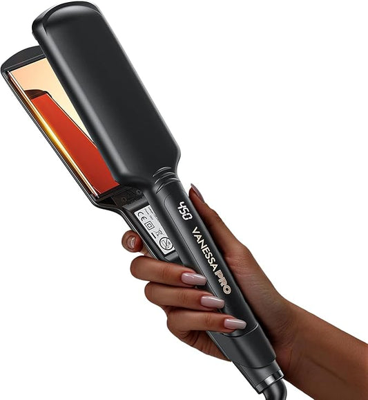 Titanium Flat Iron Hair Straightener for Natural Hair, 2 inch Hair Straightener for Thick Hairs, Silk Press Flat Iron Wide Plate