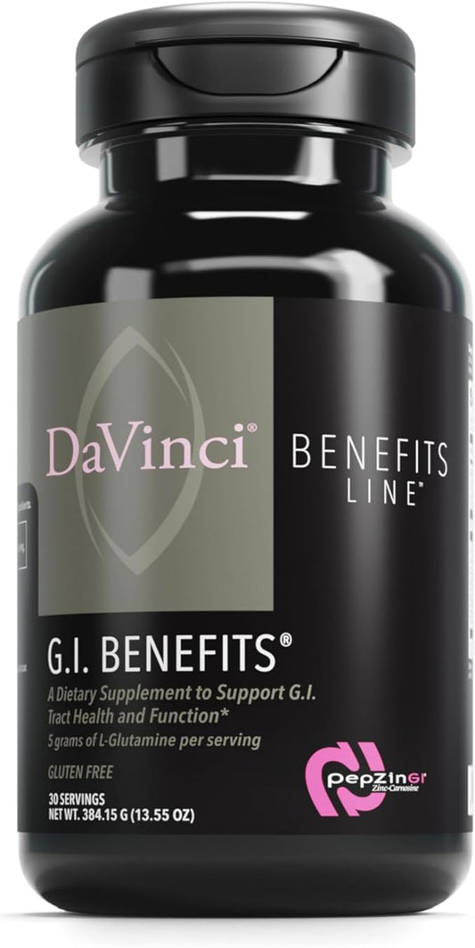 DAVINCI Labs GI Benefits - Digestive Health Supplement Powder with Zinc & L-Glutamine* - Support Immune System & Healthy Digestion* - Gut Health Supplement for Men & Women - 30 Servings (384.15 g)