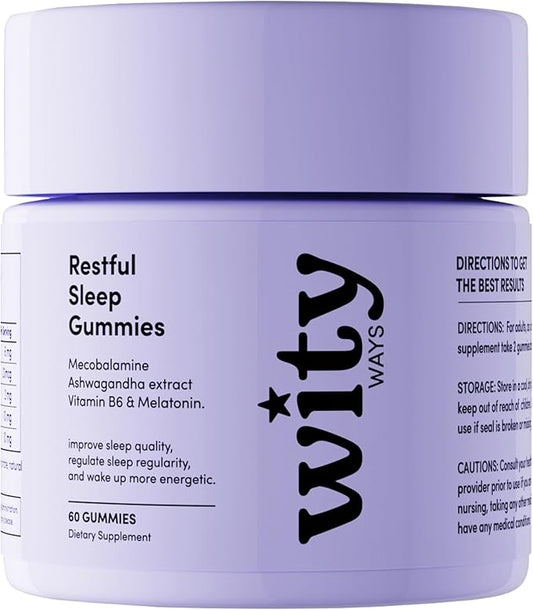 WITYWAYS Melatonin Sleep Gummies for Adults - Fast-Acting 20 Minute Sleep Aid with Ashwagandha KSM-66 & L-Theanine, Sugar-Free Plant-Based Sleep Support, 60 Chewables for Restful Nights (1)