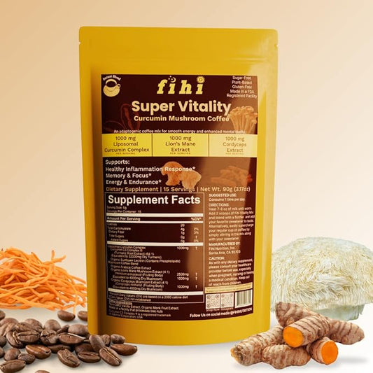 Super Vitality – Anti-Inflammation, Energy, Focus & Stamina | Clinically Studied Superfood Latte Powder | Clean, Effective, Made in California