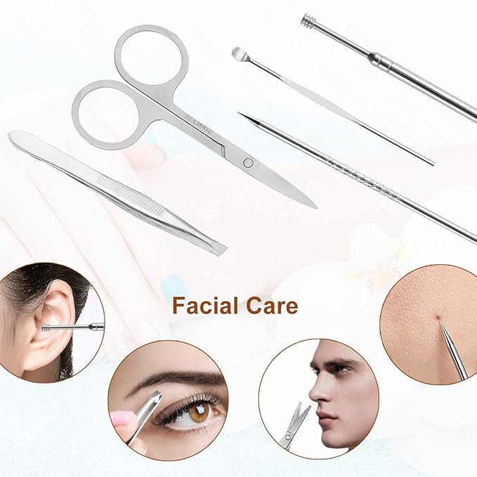 Nail Clippers Set 18 Pieces Stainless Steel Manicure Kit, Professional Grooming Kits, Nail Care Tools with Luxurious Travel Case