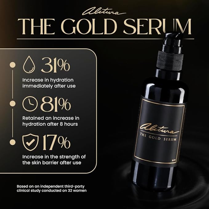 Alitura Anti-Aging Peptide & Collagen Gold Serum for Face – with Vitamin A, CoQ10 & Astaxanthin – Korean-Inspired Hydrating Serum for Wrinkles, Radiance & Firmness – 50ml