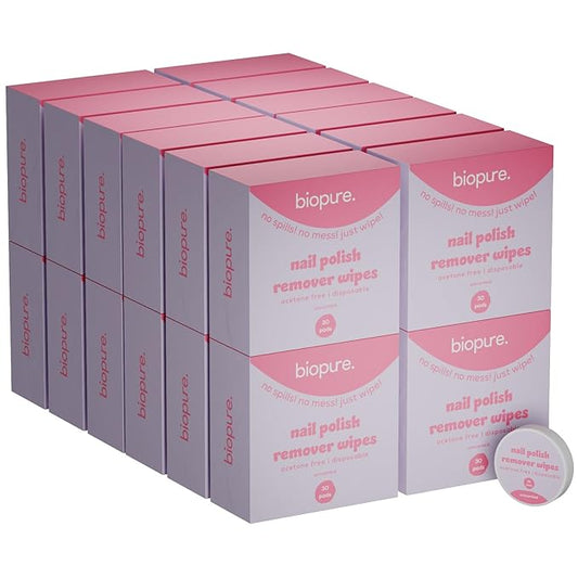 Biopure Nail Polish Remover Wipes Acetone-Free & Non-Toxic – Quick & Easy Nail Polish Removal, Travel-Friendly Disposable Pads w/Sealable Jar (720 Count, Unscented) Bulk Pack