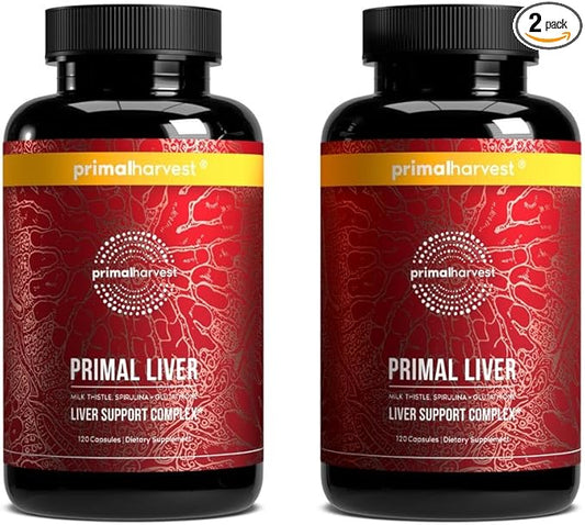 Primal Harvest Primal Liver Liver Supplement with, Alpha-Lipoic Acid, L-Cysteine HCL, L-Glutathione, Milk Thistle, and Spirulina, for Men and Women, 120 Capsules