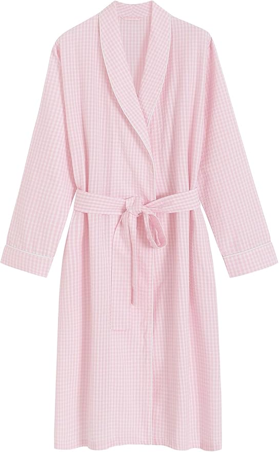 Latuza Women's Seersucker Robe Cotton Bathrobe with Pockets