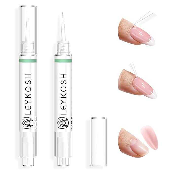 Nail Glue Remover for Press on Nails, 2025 Upgraded 2 In 1 Stick & Remover Pen Design, Not for Gel Polish Base Coat, Quick Gentle Removal Fake Nail Tips Press Ons, 2pcs*5ml