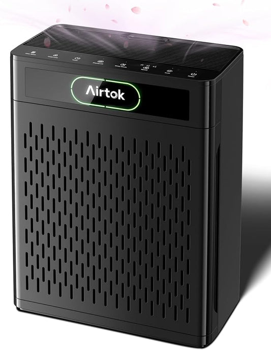 Air Purifiers for Home Large Room Up to 1848sq.ft, Airtok Air purifier for Home Pet, Washable Pre-Filter Air Quality Monitor HEAP Sleep Mode Air Cleaner for Bedroom, Dorm room, Office, AP3001 Black
