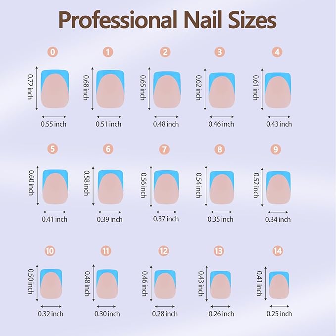 Misssix XBASICTIPS Blue French Tip Press On Nails, 150Pcs French Gel Nail Tips Short Square, Soft Gel Pre-shaped No Need to File 3 in 1 Tips, Fake Nails for Nail Art DIY Extension Designs 15 Sizes