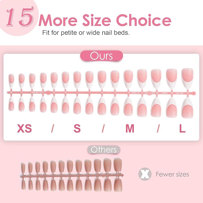Canvalite French Tip Press on Nails Gel Nail Tips - 300Pcs Pre-Colored Quick and Easy Press on Nails Almond Fake Nails with Designs DIY Nail Extensions Valentines Day Gifts for Her, Pink White
