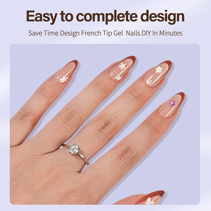 Misssix XBASICTIPS French Tip Press On Nails, 150Pcs French Gel Nail Tips Medium Almond, Soft Gel Pre-shaped No Need to File 3 in 1 Tips, Fake Nails for Nail Art DIY Extension Designs 15 Sizes