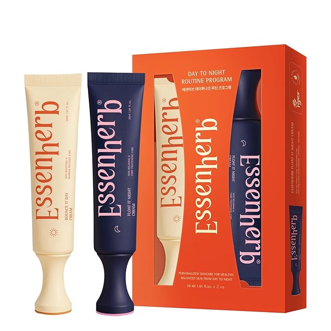 Day to Night Routine Program – 24H K Beauty Skincare Set with Bounce It Day Cream & Float It Night Cream – Vegan Korean Moisturizer Duo for Hydration, Firming & Wrinkle Care (1.01oz&1.o1oz)