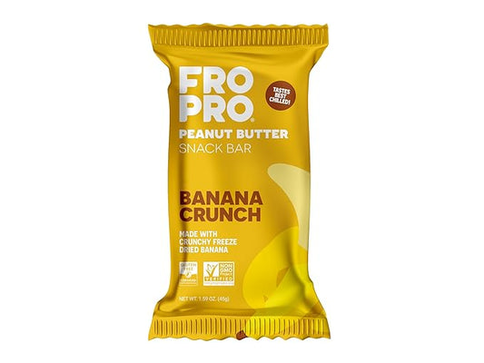 FROPRO Plant Protein Snack Bars - Plant Based Protein Bars, All-Natural, Gluten, Dairy, & Soy Free, High Protein Bars with Low Calories | Banana Crunch, 12 Pack