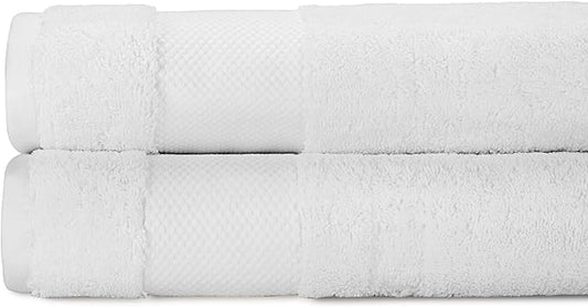 BIOWEAVES 100% Organic Cotton 700 GSM Plush Bath Towels 30" x 58" GOTS Certified - White, Pack of 2