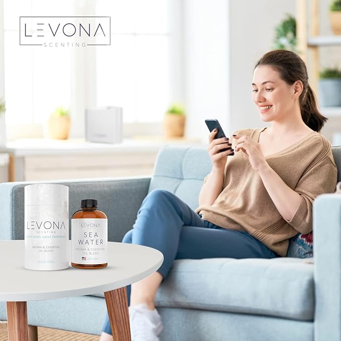 Levona Scent Essential Oil - Fresh Aroma for Home, Office, Hotel & Spa, Perfect in Humidifiers and Diffusers, Luxury Fragrance, with Aqua Marine, Lemon, & Bergamot Notes - 700ml/ 23 fl oz, Sea Water