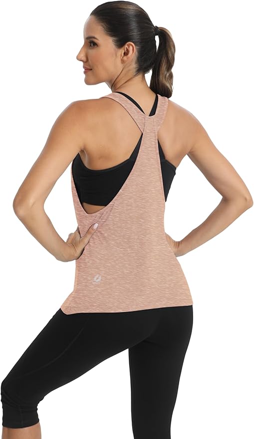 ICTIVE Workout Tops for Women Sleeveless Open Back Muscle Racerback Exercise Tank Shirts