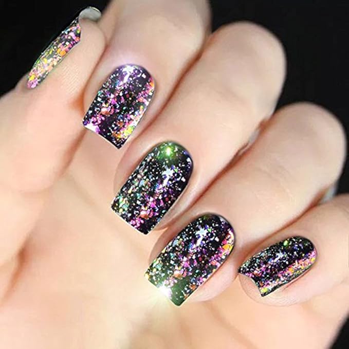 Nail Art Chameleon Sequins Laser Glitter Holographic Flakes Paillette 3D Galaxy Mirror Powder 3 Boxes
