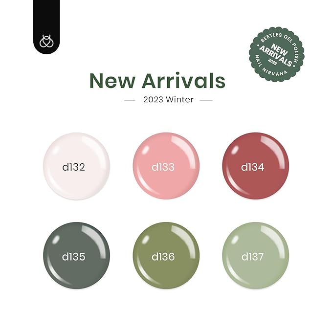 Beetles Gel Nail Polish, 6 Colors Sage Green Tranquil Grace Collection Pink Olive Green White UV Gel Nail Polish Manicure Art Design Gifts for Women