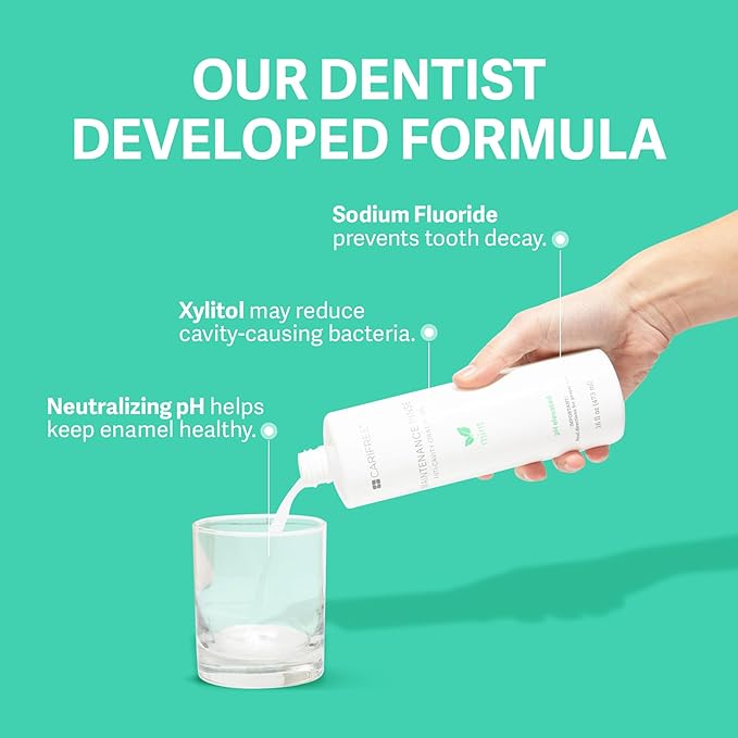 CariFree Maintenance Rinse, Mint Flavored, Anti-Cavity Fluoride Mouthwash, Dentist Recommended, Prevents Oral Decay, Freshens Breath, Alcohol-Free, Neutralizes pH, (16 Fl Oz (Pack of 2), Mint)