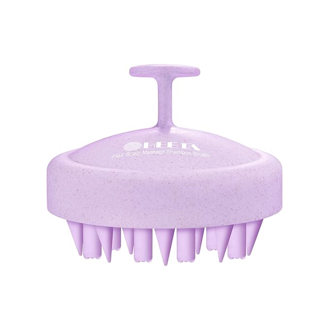 HEETA Hair Scalp Massager for Hair Growth, Shampoo Brush, Scalp Scrubber Exfoliator with Soft Silicone Bristles for Dandruff Removal to Relieve Stress, Wet Dry Use Updated Material, Purple