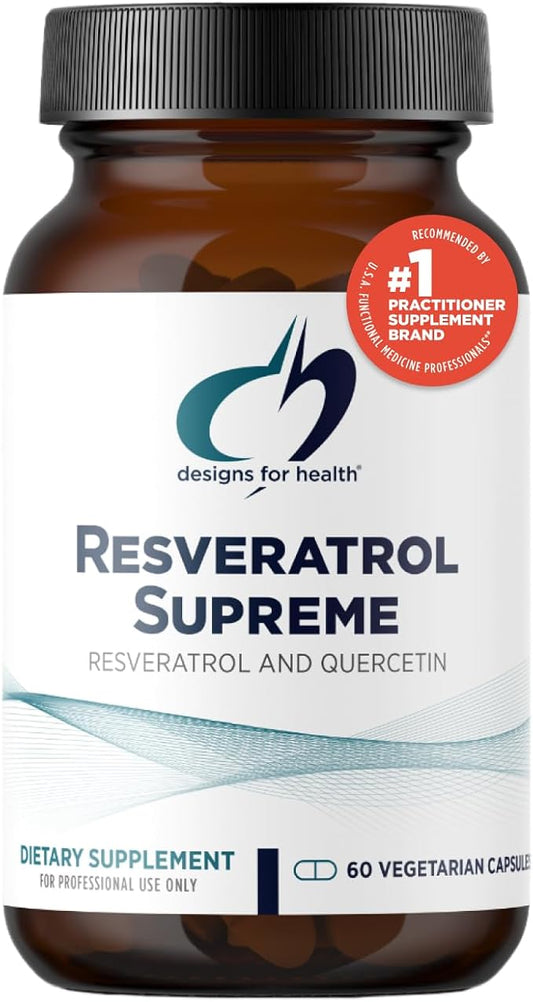 Designs for Health Resveratrol Supreme - Trans Resveratrol from Japanese Knotweed + Quercetin - Healthy Aging + Cardiovascular Support Supplement, Non-GMO (60 Capsules)