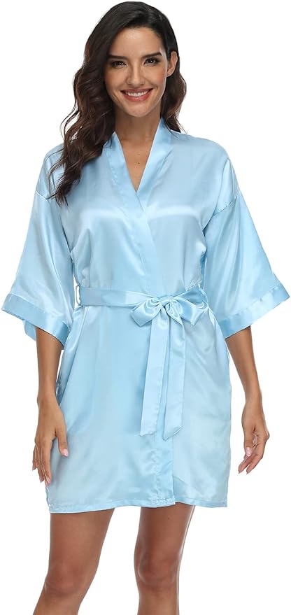 Women's Pure Short Silky Robes Bridesmaid Bride Party Satin Robes Sleepwear
