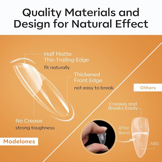 modelones Short Oval Nail Tips, Pre-shaped Soft Gel Tips Fake Nails False Acrylic Clear Full Cover Press on Extension Kit Gel Manicure DIY at Home 216PCS 12Sizes