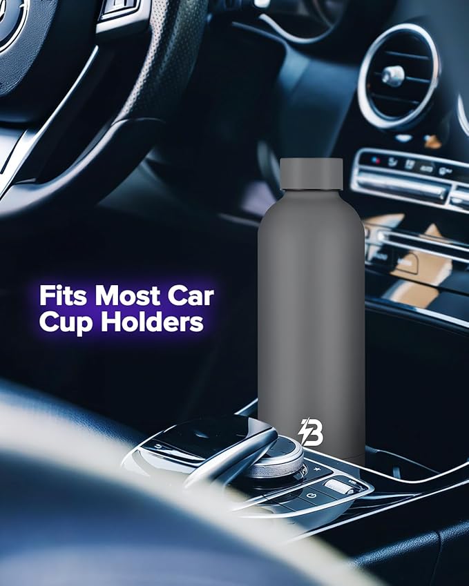 Insulated Water Bottle with Lid, 17 oz Reusable Leak-Proof Metal Stainless Steel Water Bottles for Travel, Sports, Gym, Outdoor (Gray)