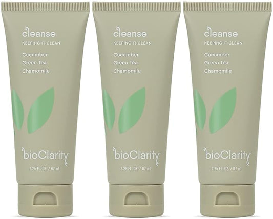BioClarity Face Cleanser | 100% Vegan, Gentle Wash with Cucumber, Green Tea, and Chamomile, for Sensitive Oily Skin. Natural Ingredients (4 Fl Oz (Pack Of 3))