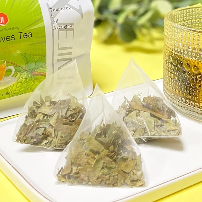 XIEJINJI Soursop Leaf Tea, 40 Tea Bags – Premium Graviola Leaf Infusion Rich in Antioxidants for Immune Support, Caffeine-Free Herbal Wellness