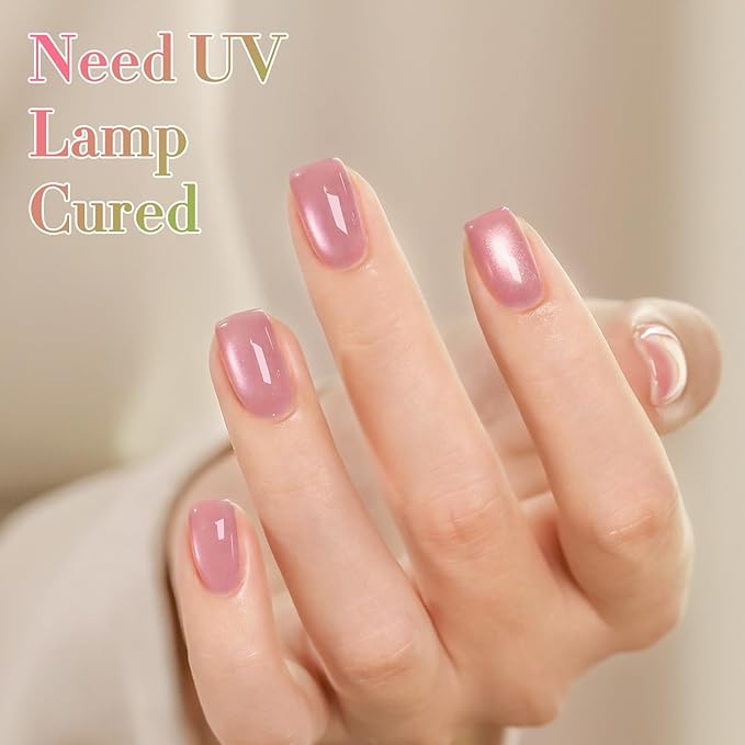 Double Rhythm 0.5 OZ Cat Eye Gel Polish with Magnet 15ML Holographic Glitter Shimmer Translucent Jelly Color Magnetic Nail Polish Salon DIY at Home (Light Purple-MC1209)