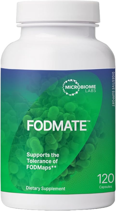 Microbiome Labs FODMATE Digestive Enzymes for Women & Men - Digestive Support for Low FODMAP Protocols & Occasional Bloating, Gas & Stomach Relief (120 Capsules)