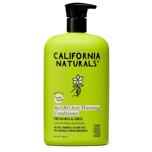 California Naturals Re:GRO Hair Conditioner, Anti-Thinning & Hair Growth Support, All Hair Types, Vegan, Natural, Cruelty Free, Silicone, Paraben & Sulfate Free Conditioner for Women & Men, 20 oz