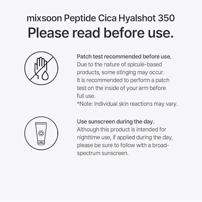 mixsoon Peptide Cica Hyalshot 350, 1.01 Fl. Oz / 30ml Centella Asiatica, Hyaluronic Acid for Sensitive Skin Lightweight & Fragrance-Free Korean Glass Skin Care