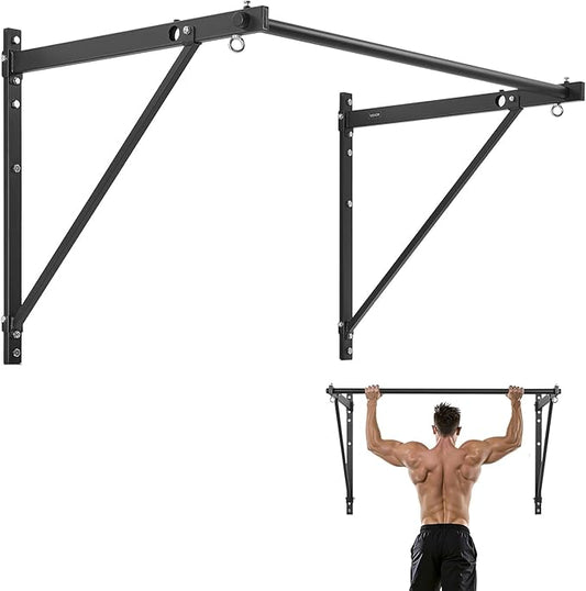 VEVOR Pull Up Bar, 50 in Width Wall Mounted Pull Ups, Adjustable Depth 22" or 30" from Wall, Heavy Duty Steel Upper Body Workout Bars, 440 lbs Weight Capacity Chin Up Training Station, for Home Gym