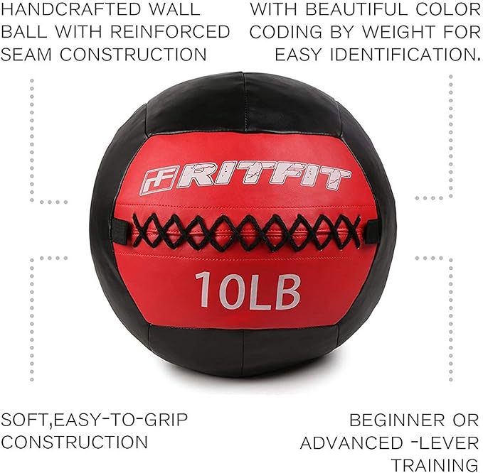 RitFit Medicine Ball / weight ball / Soft Medicine Ball / Wall Medicine Ball / Soft Wall Ball / Wall Ball set/ Medicine Balls for Exercise and Conditioning Workouts, Fitness Gym Equipment for Core Training and Cross Training (5/10/15/20/25/30 lbs)