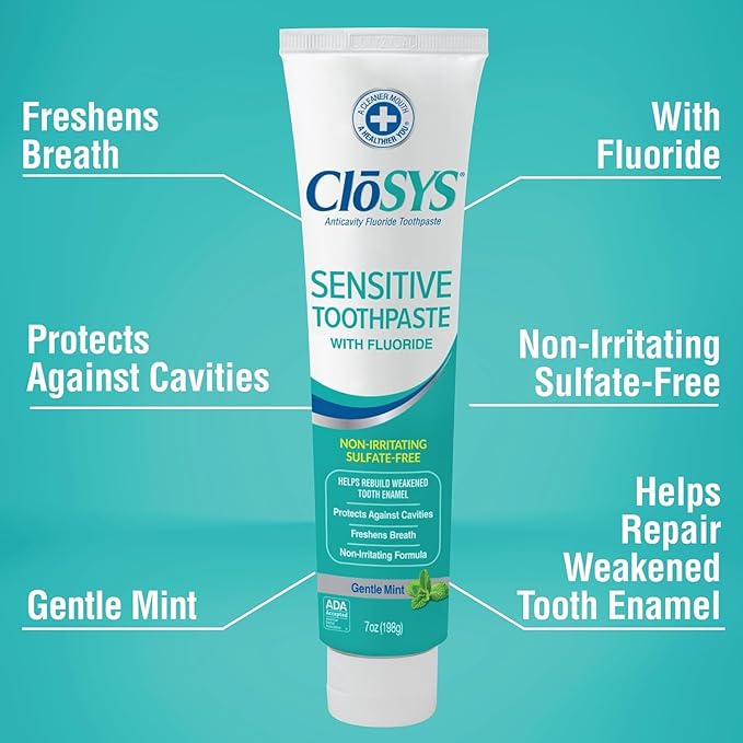 CloSYS Fluoride Toothpaste, 7 Ounce (Pack of 3), Gentle Mint, Whitening, Enamel Protection, Sulfate Free