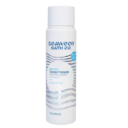 Seaweed Bath Co. Gentle Conditioner, Unscented, 12 Ounce, Sustainably Harvested Seaweed, Aloe, Argan Oil, for Sensitive Scalps