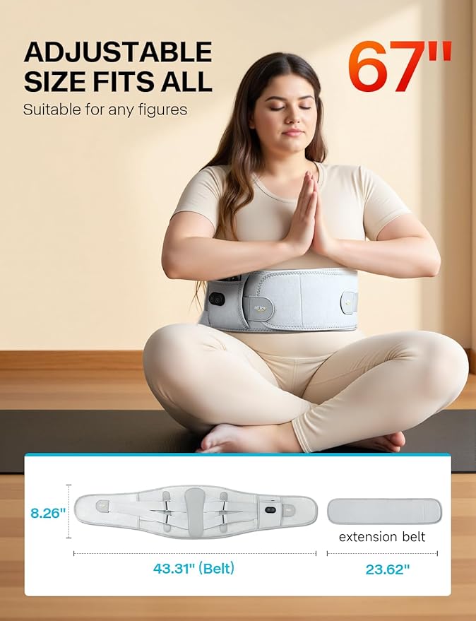 ALLJOY 67" Cordless Heating Pad for Back Pain Relief FSA Eligible HSA, 10000mAh Lower Back Massager with 3 Heat 3 Vibration, Portable Heating Pad for Cramps, Birthday Gifts for Women Men Mom Dad