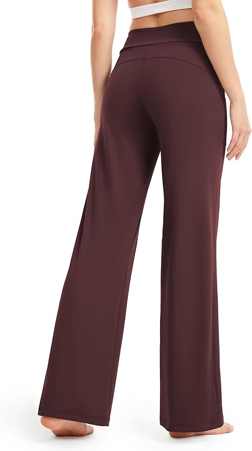 AFITNE Womens Wide Leg Yoga Pants with Pockets High Waist Stretch Dress Casual Pants Loose Lounge Sweatpants 28"/30"/32"