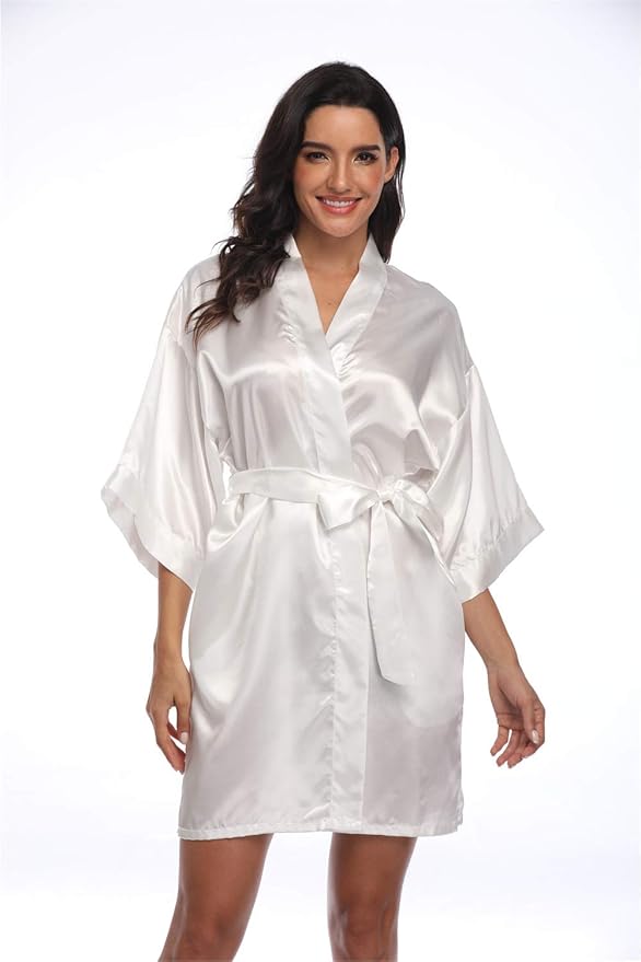 Women's Pure Short Silky Robes Bridesmaid Bride Party Satin Robes Sleepwear