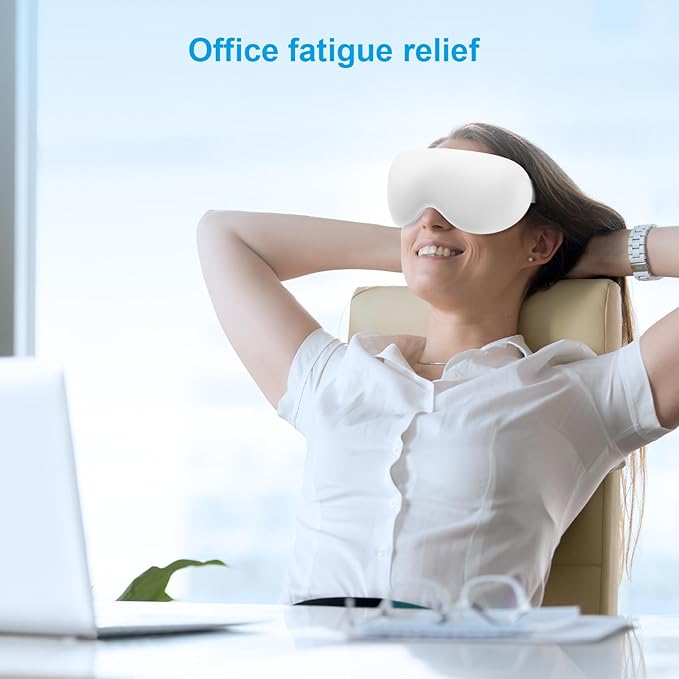 Eye Massager with Heat and Cooling Therapy, Vibration & Bluetooth Music – 4 Adjustable Modes for Eye Fatigue Relief and Relaxation – Rechargeable, Portable, 2400mAh Battery