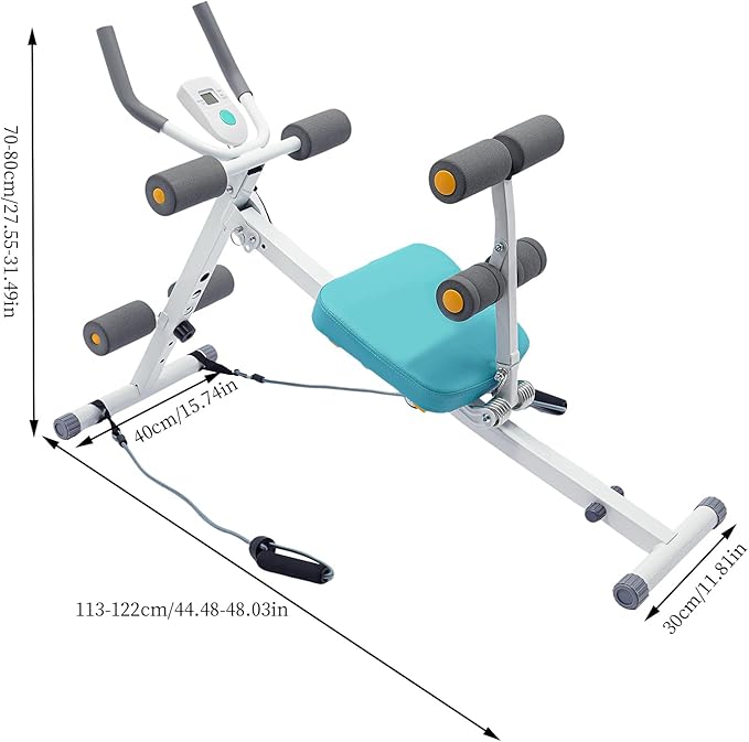 Ab Machine Adjustable AB Workout Equipment for Home Gym Fitness Core and Abdominal Trainer Foldable Fitness Equipment with Durable Steel Structure LCD Display for Burn Fat Build Ideal Body Shape