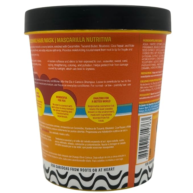 Lola From Rio - Ela E Carioca - Deeply Nourishing Hair Mask For All Types Of Damaged Hair, Restores Softness, Shine, Protection from UV Rays, Hard Waters, and Post Exercise Sweat 15.87 Fl Oz